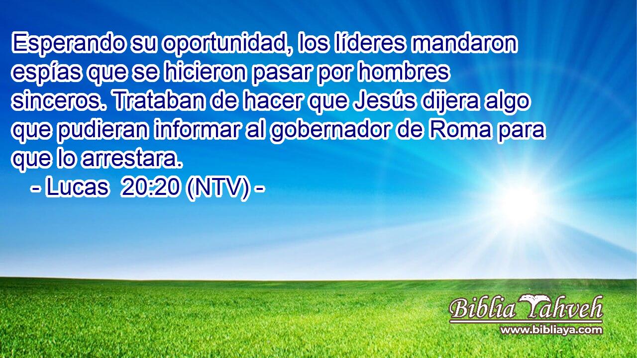 Esperando su oportunidad, los líderes mandaron espías que se hicieron pasar por hombres sinceros. Trataban de hacer que Jesús dijera algo que pudieran informar al gobernador de Roma para que lo arrestara.