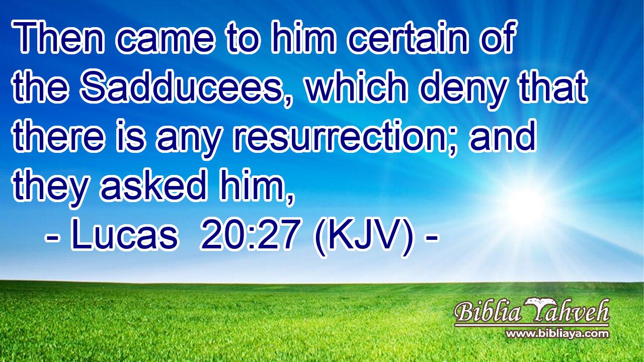 Then came to him certain of the Sadducees, which deny that there is any resurrection; and they asked him,