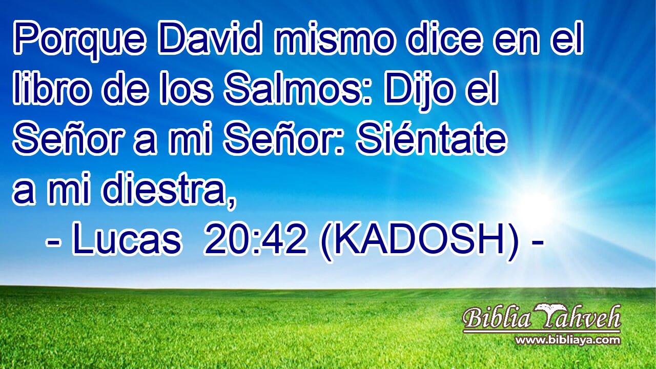  Porque David mismo dice en el libro de los Salmos: Dijo el Señor a mi Señor: Siéntate a mi diestra, 