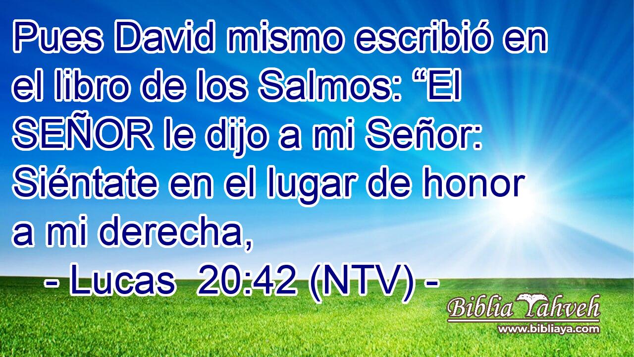 Pues David mismo escribió en el libro de los Salmos: “El SEÑOR le dijo a mi Señor: Siéntate en el lugar de honor a mi derecha,