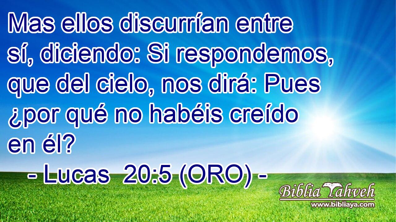  Mas ellos discurrían entre sí, diciendo: Si respondemos, que del cielo, nos dirá: Pues ¿por qué no habéis creído en él? 