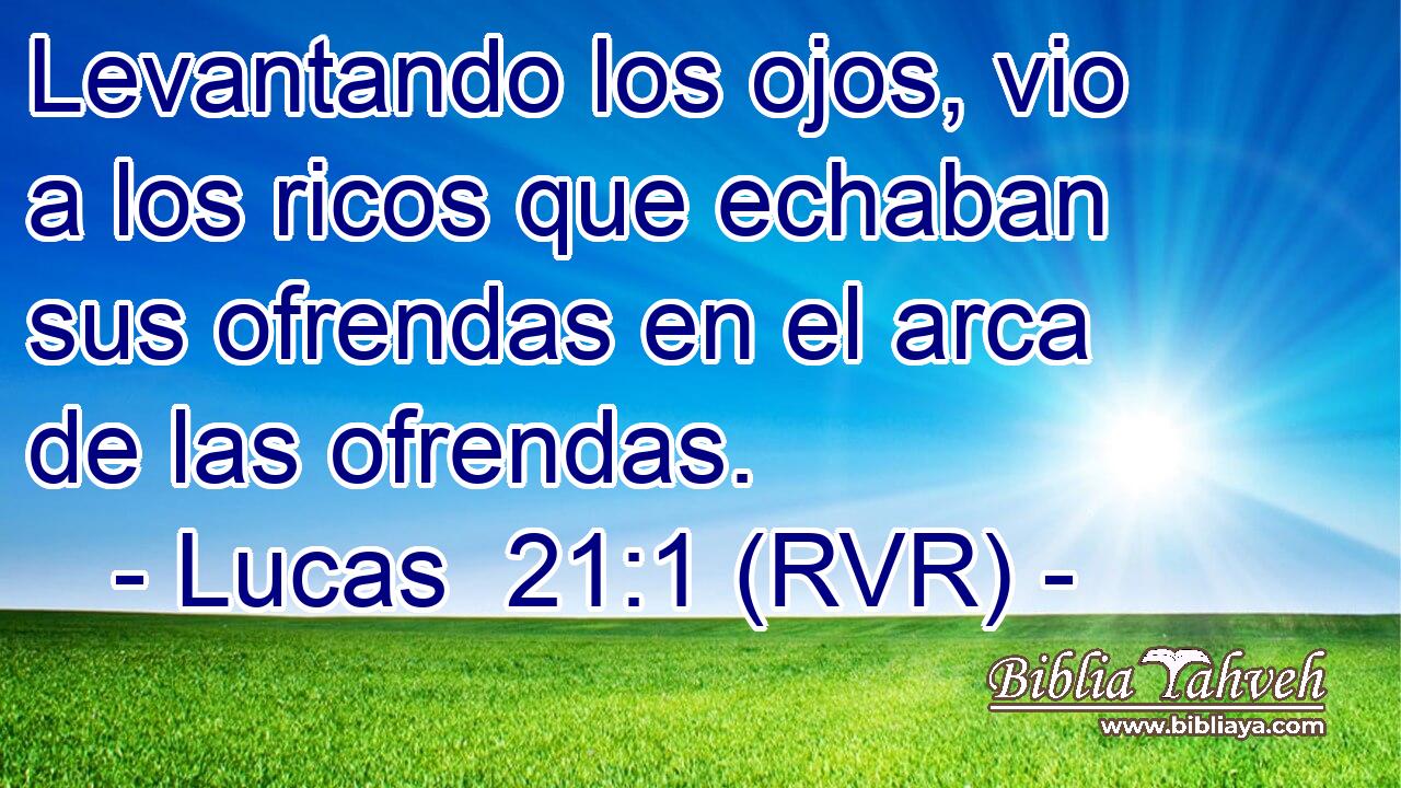 Levantando los ojos, vio a los ricos que echaban sus ofrendas en el arca de las ofrendas.