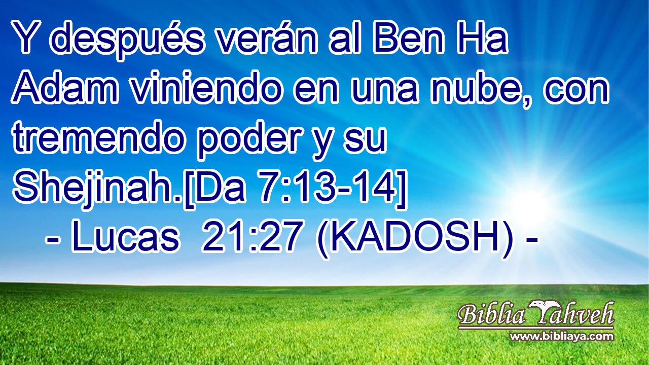  Y después verán al Ben Ha Adam viniendo en una nube, con tremendo poder y su Shejinah.[Da 7:13-14] 