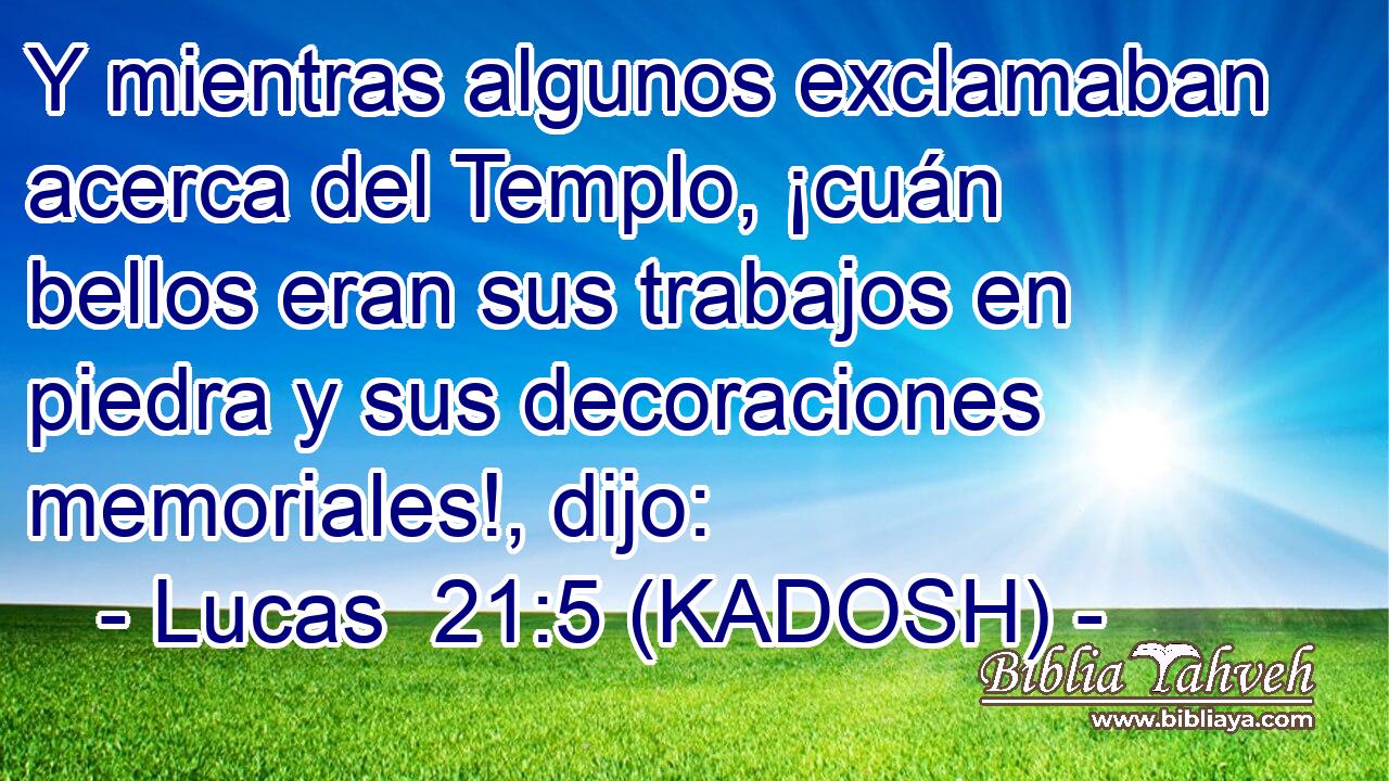  Y mientras algunos exclamaban acerca del Templo, ¡cuán bellos eran sus trabajos en piedra y sus decoraciones memoriales!, dijo: 
