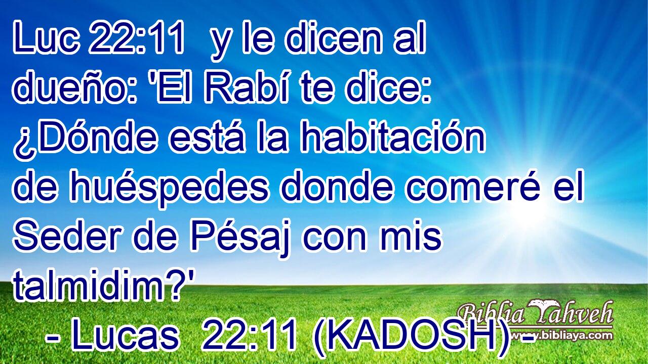  y le dicen al dueño: 'El Rabí te dice: ¿Dónde está la habitación de huéspedes donde comeré el Seder de Pésaj con mis talmidim?' 