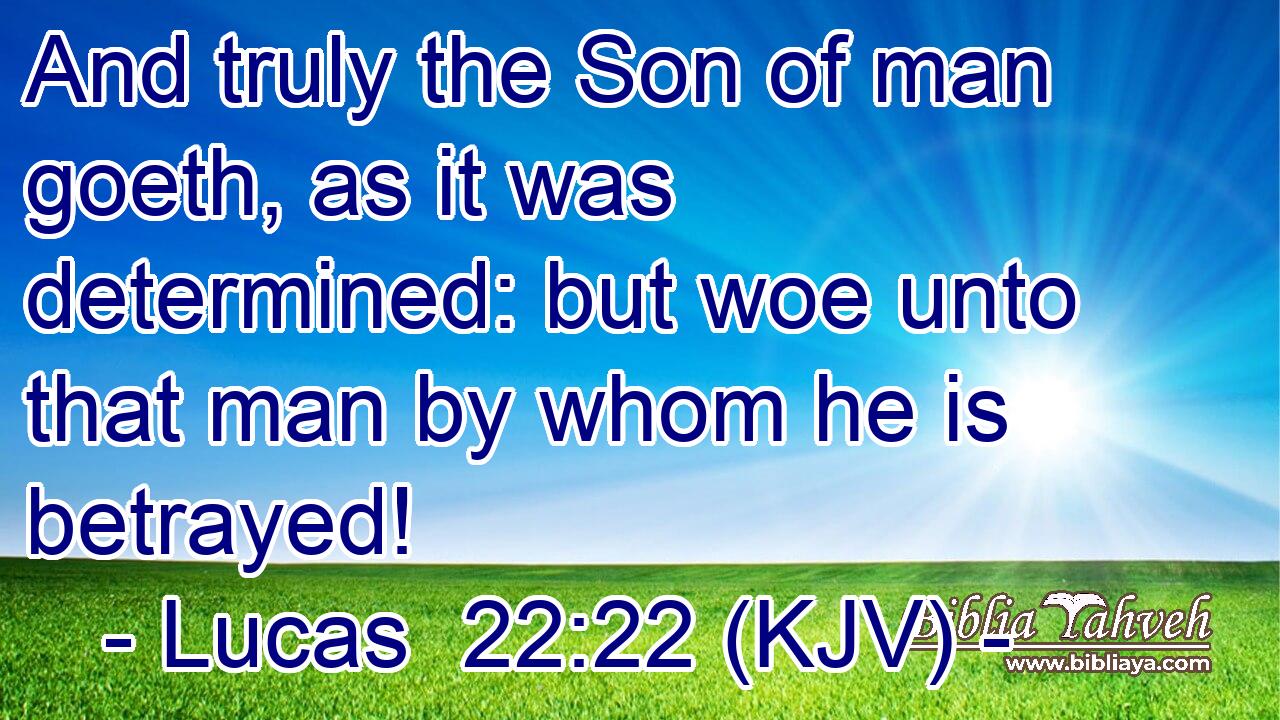 And truly the Son of man goeth, as it was determined: but woe unto that man by whom he is betrayed!