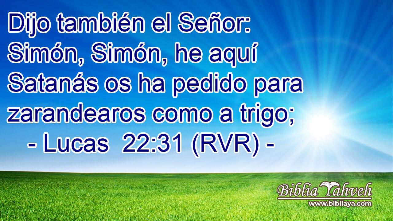 Dijo también el Señor: Simón, Simón, he aquí Satanás os ha pedido para zarandearos como a trigo;