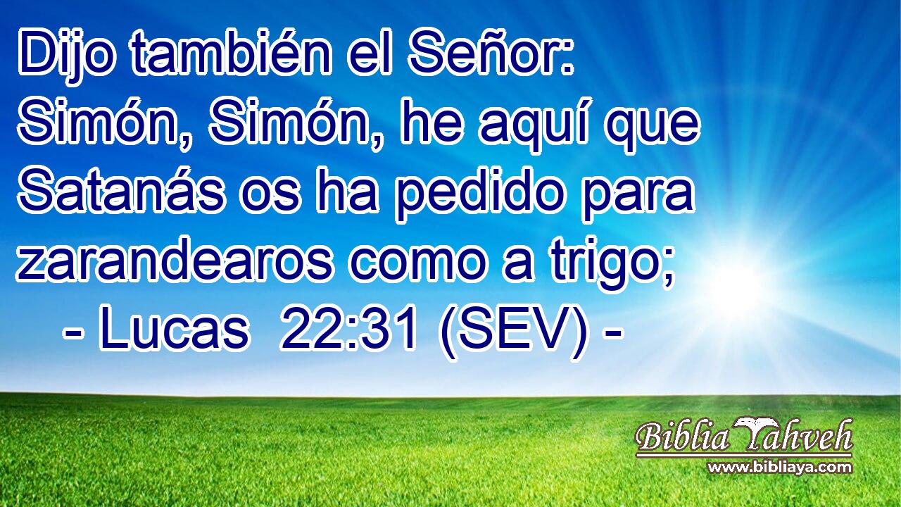 Dijo también el Señor: Simón, Simón, he aquí que Satanás os ha pedido para zarandearos como a trigo;