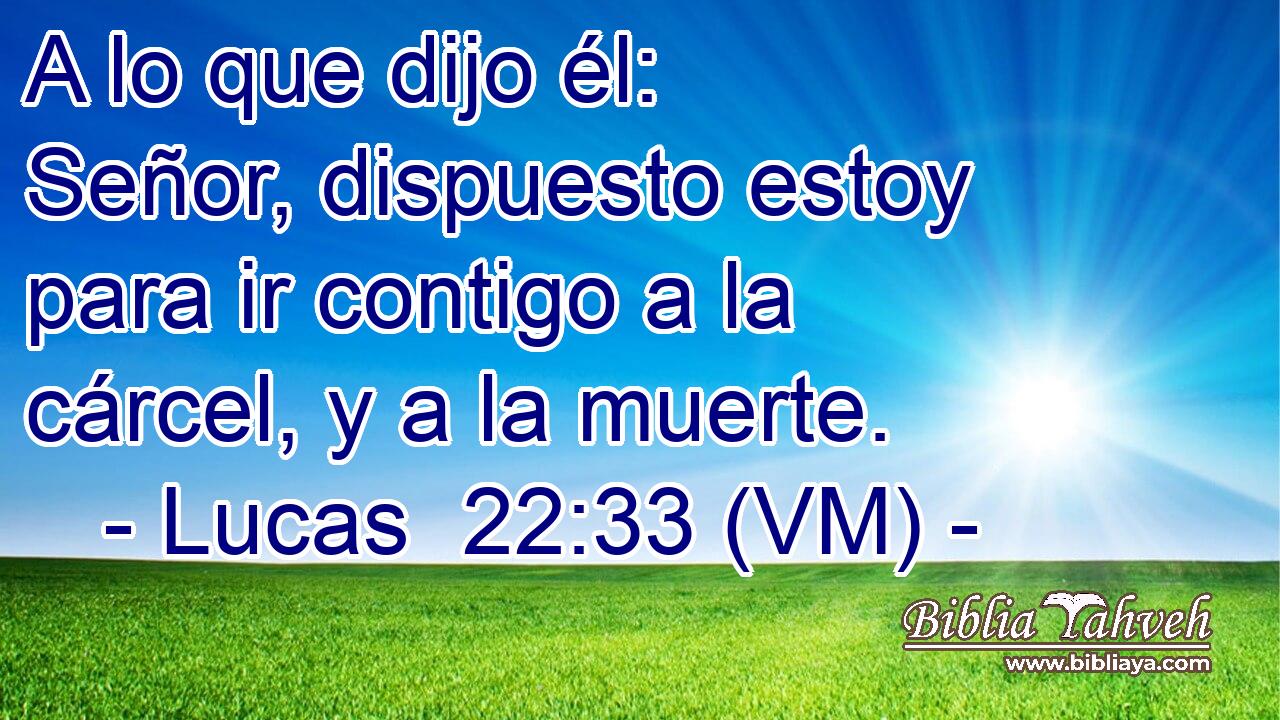  A lo que dijo él: Señor, dispuesto estoy para ir contigo a la cárcel, y a la muerte. 