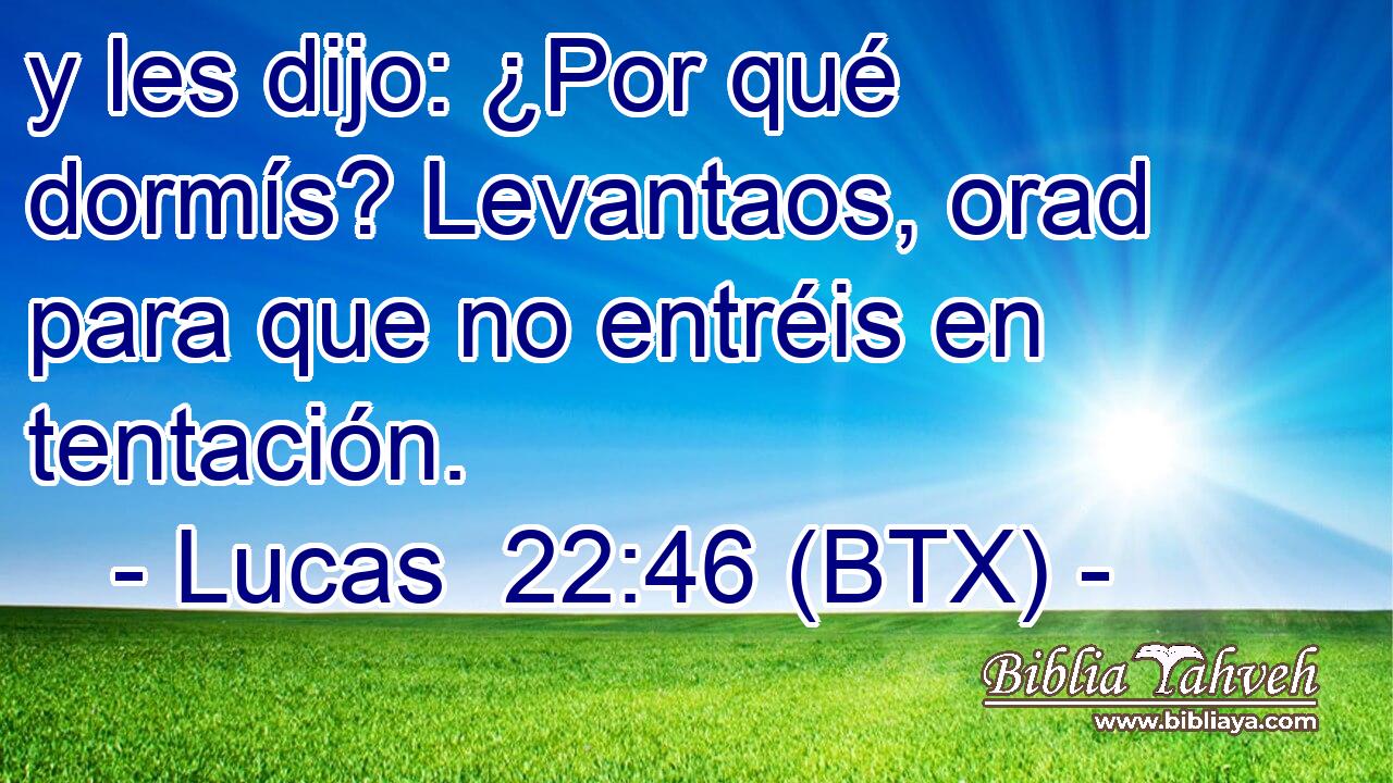 y les dijo: ¿Por qué dormís? Levantaos, orad para que no entréis en tentación.