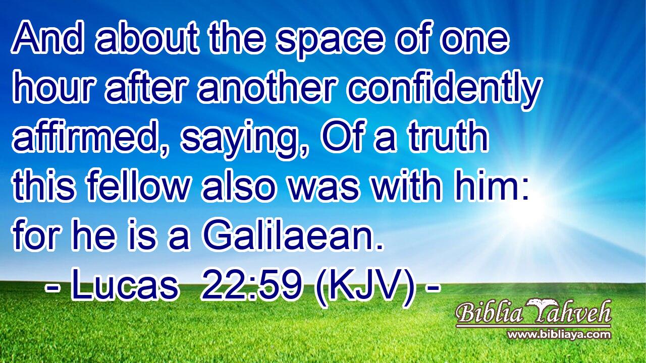 And about the space of one hour after another confidently affirmed, saying, Of a truth this fellow also was with him: for he is a Galilaean.
