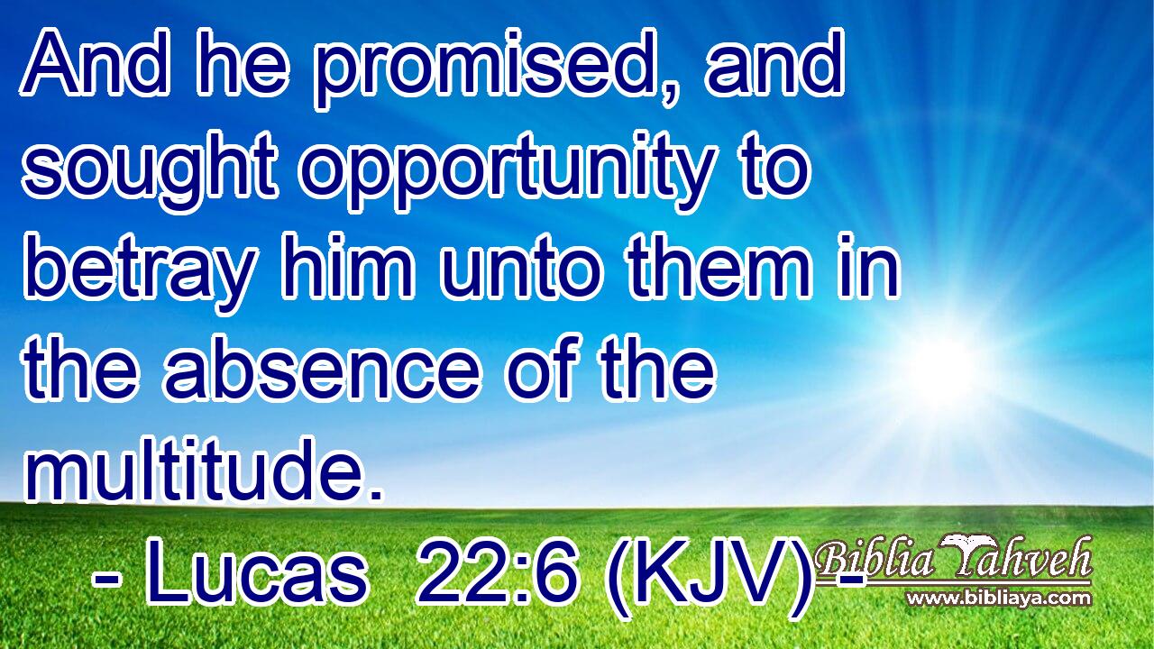 And he promised, and sought opportunity to betray him unto them in the absence of the multitude.