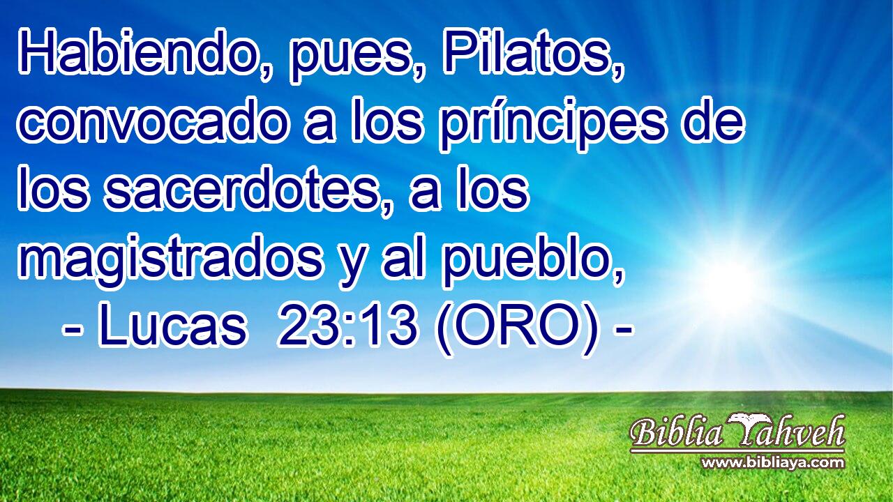  Habiendo, pues, Pilatos, convocado a los príncipes de los sacerdotes, a los magistrados y al pueblo, 