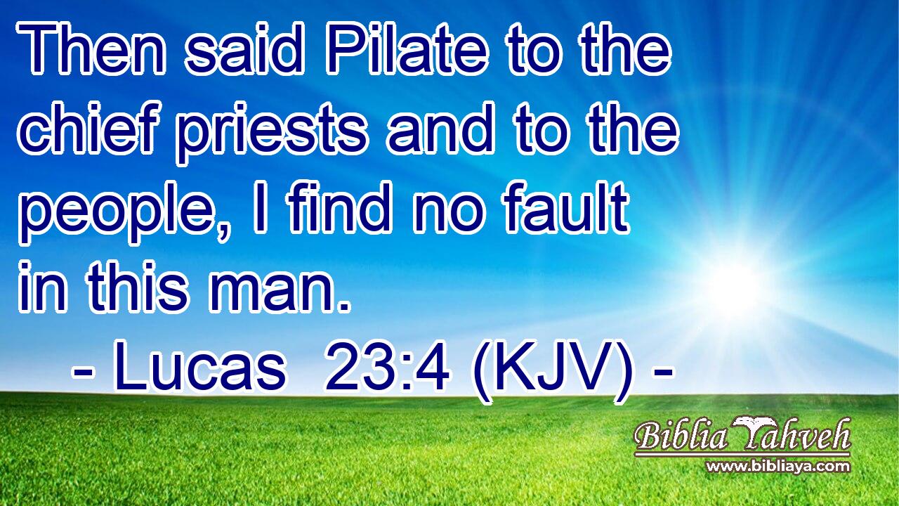 Then said Pilate to the chief priests and to the people, I find no fault in this man.