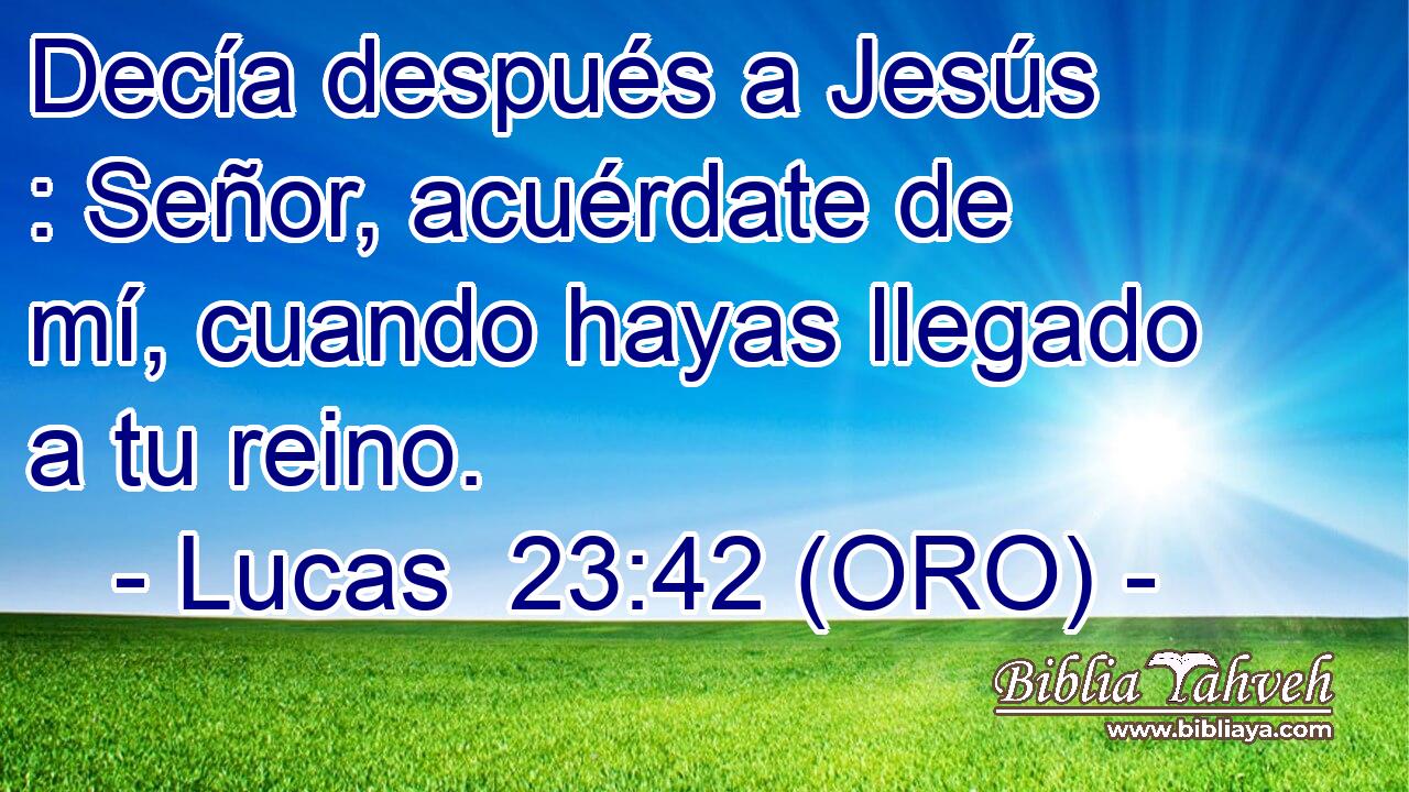  Decía después a Jesús : Señor, acuérdate de mí, cuando hayas llegado a tu reino. 