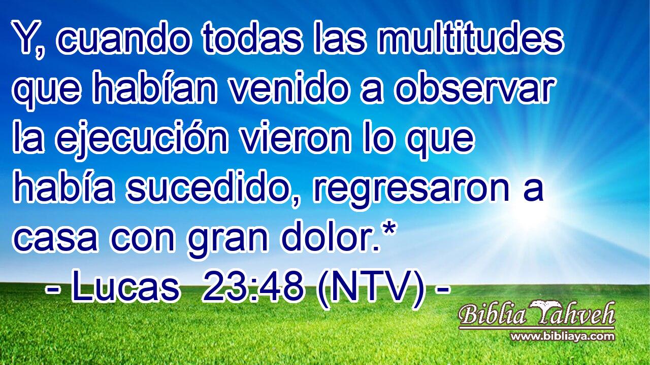 Y, cuando todas las multitudes que habían venido a observar la ejecución vieron lo que había sucedido, regresaron a casa con gran dolor.*