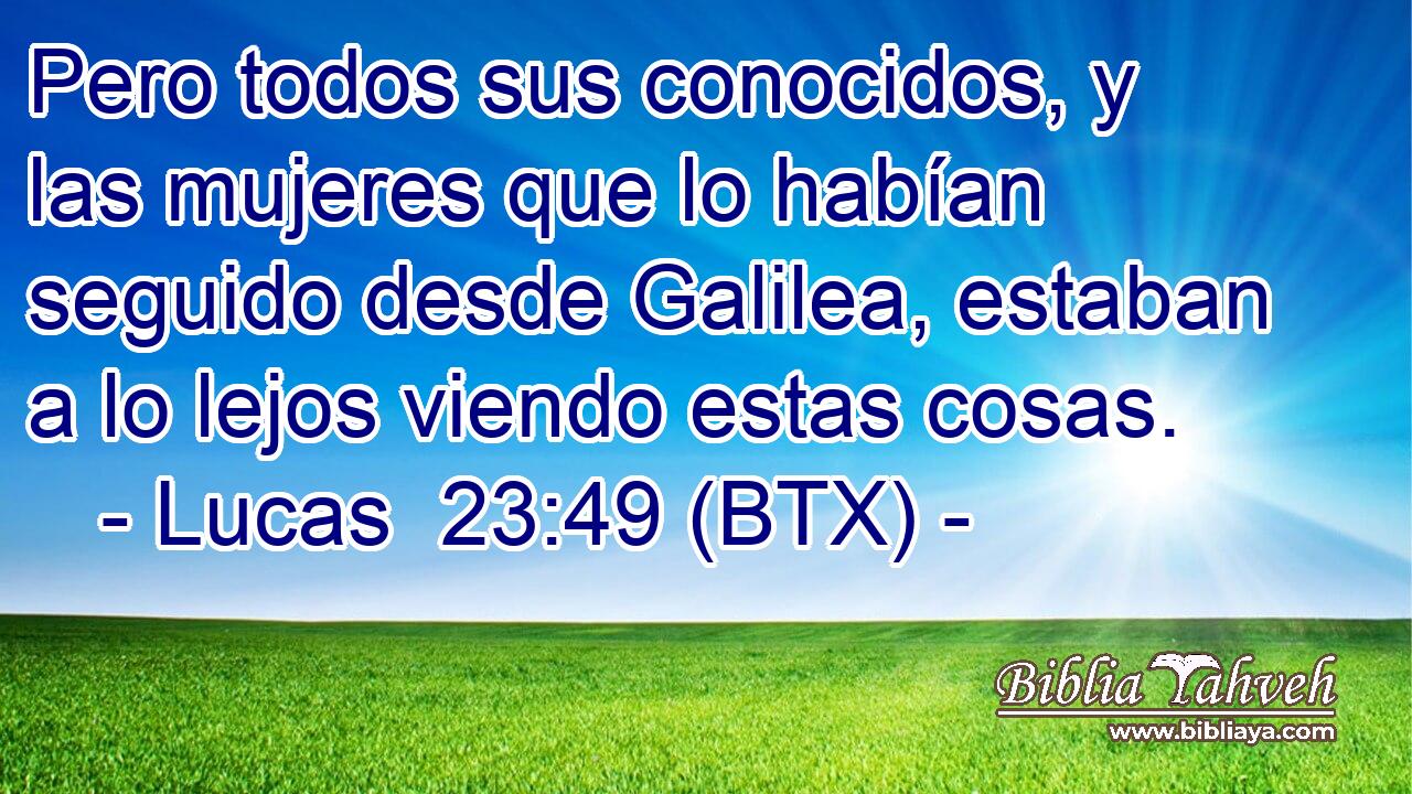 Pero todos sus conocidos, y las mujeres que lo habían seguido desde Galilea, estaban a lo lejos viendo estas cosas.