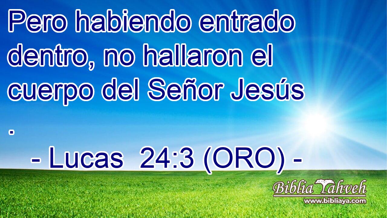  Pero habiendo entrado dentro, no hallaron el cuerpo del Señor Jesús . 