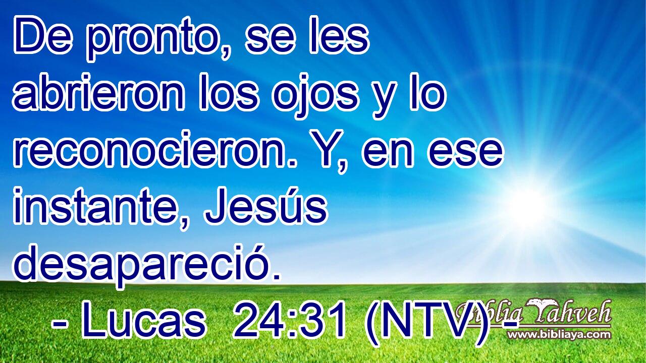 De pronto, se les abrieron los ojos y lo reconocieron. Y, en ese instante, Jesús desapareció.