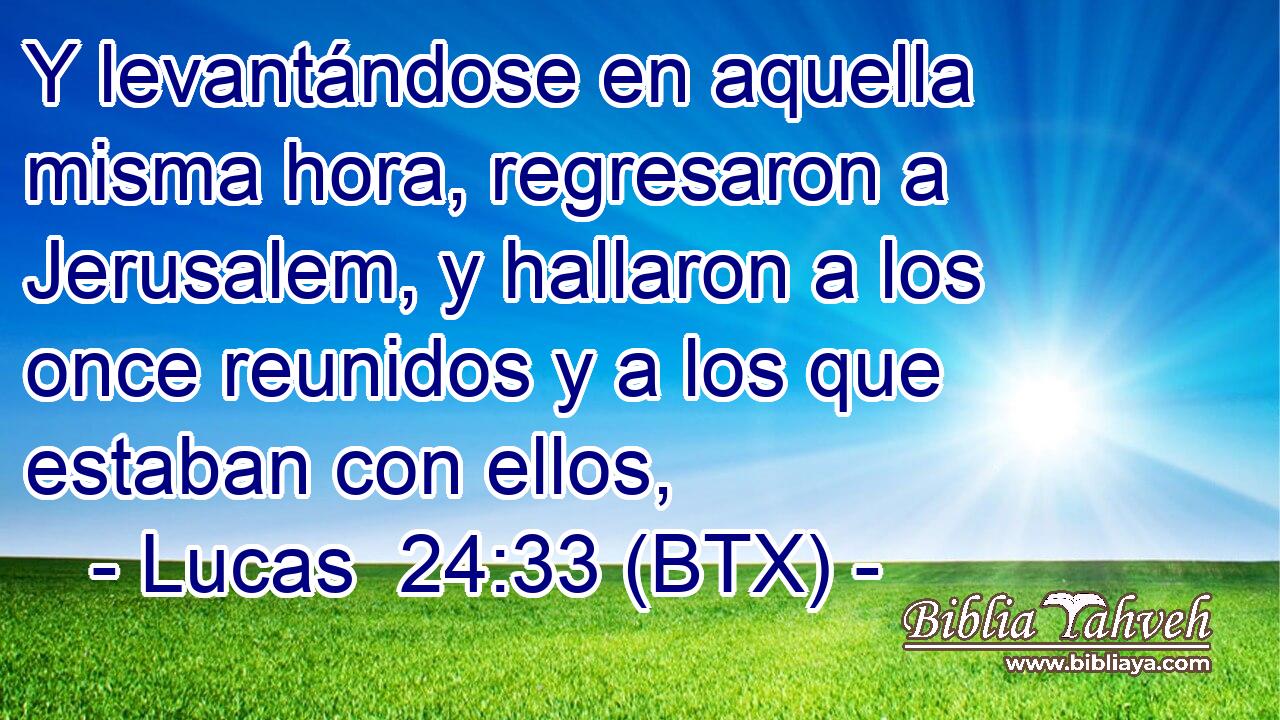 Y levantándose en aquella misma hora, regresaron a Jerusalem, y hallaron a los once reunidos y a los que estaban con ellos,