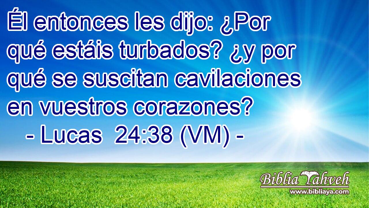  Él entonces les dijo: ¿Por qué estáis turbados? ¿y por qué se suscitan cavilaciones en vuestros corazones? 