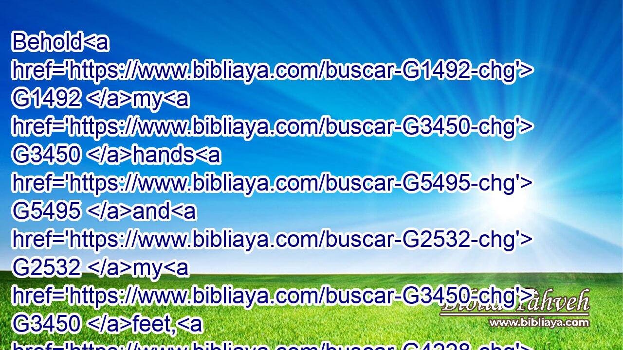 Behold G1492 my G3450 hands G5495 and G2532 my G3450 feet, G4228 that G3754 it is G1510 I G1473 myself: G846 handle G5584 me, G3165 and G2532 see; G1492 for G3754 a spirit G4151 hath G2192 not G3756 flesh G4561 and G2532 bones, G3747 as G2531 ye see G2334 me G1691 have.G2192