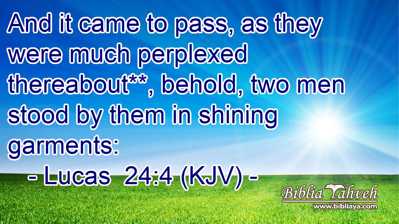 And it came to pass, as they were much perplexed thereabout**, behold, two men stood by them in shining garments: