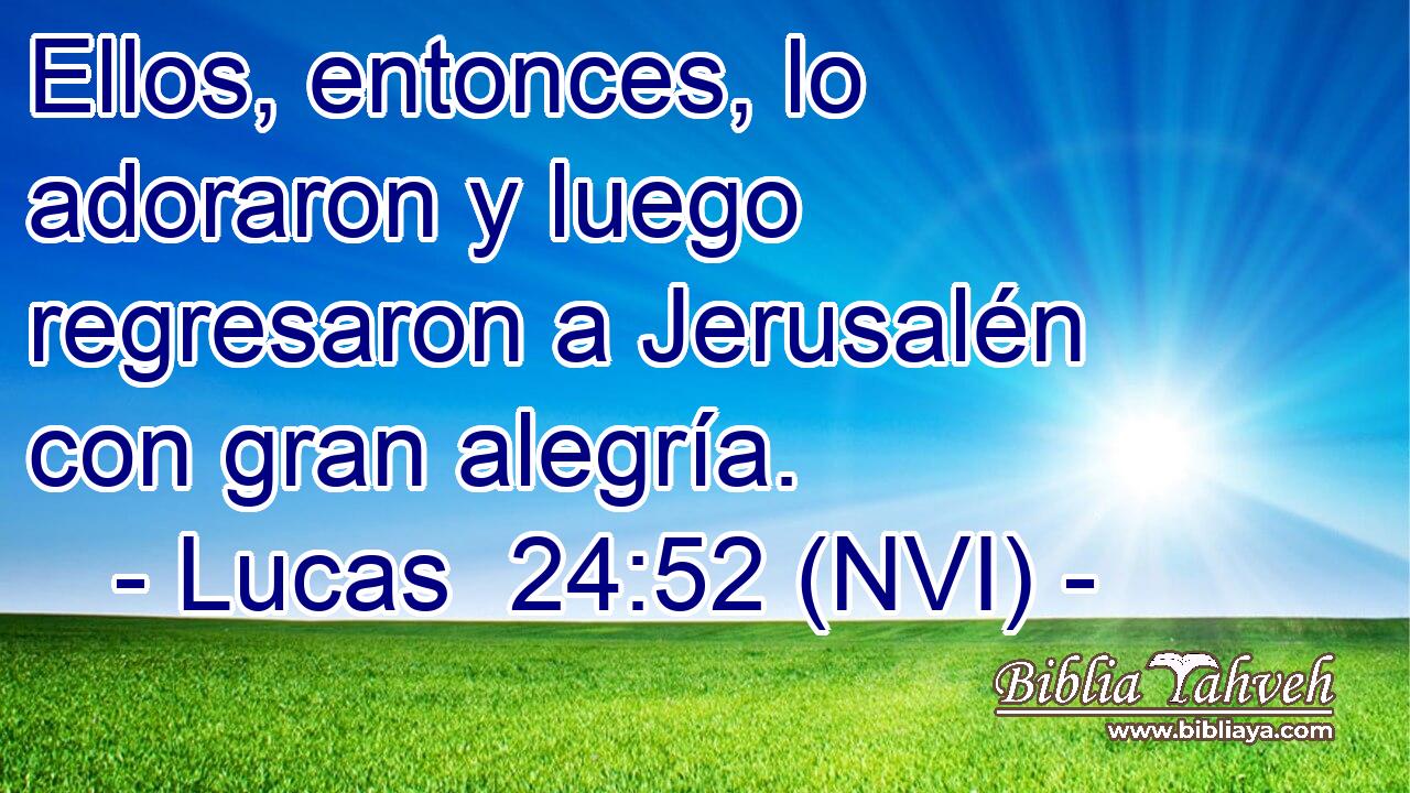  Ellos, entonces, lo adoraron y luego regresaron a Jerusalén con gran alegría. 