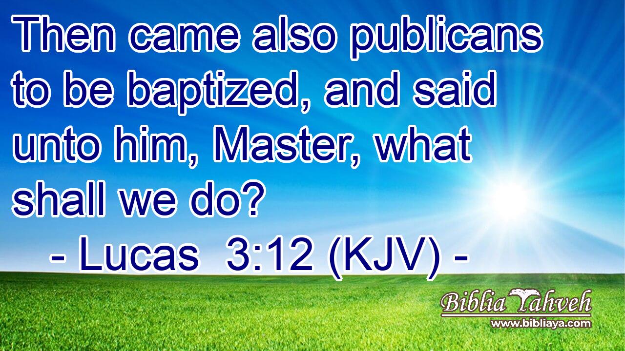 Then came also publicans to be baptized, and said unto him, Master, what shall we do?