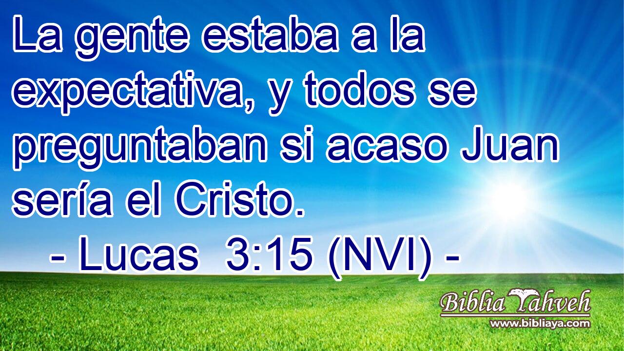  La gente estaba a la expectativa, y todos se preguntaban si acaso Juan sería el Cristo. 