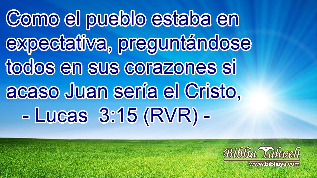 Como el pueblo estaba en expectativa, preguntándose todos en sus corazones si acaso Juan sería el Cristo,