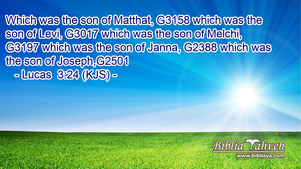 Which was the son of Matthat, G3158 which was the son of Levi, G3017 which was the son of Melchi, G3197 which was the son of Janna, G2388 which was the son of Joseph,G2501