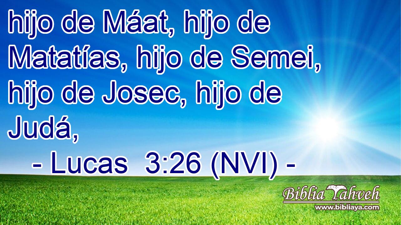  hijo de Máat, hijo de Matatías, hijo de Semei, hijo de Josec, hijo de Judá, 