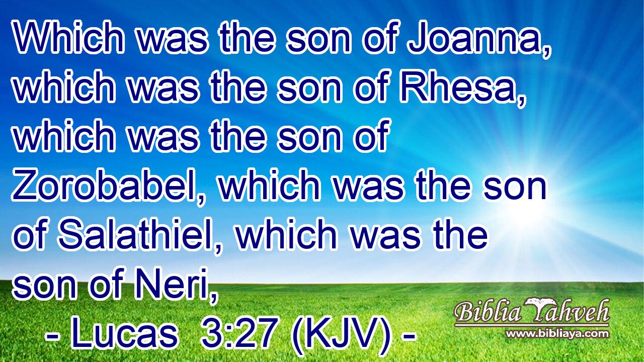 Which was the son of Joanna, which was the son of Rhesa, which was the son of Zorobabel, which was the son of Salathiel, which was the son of Neri,