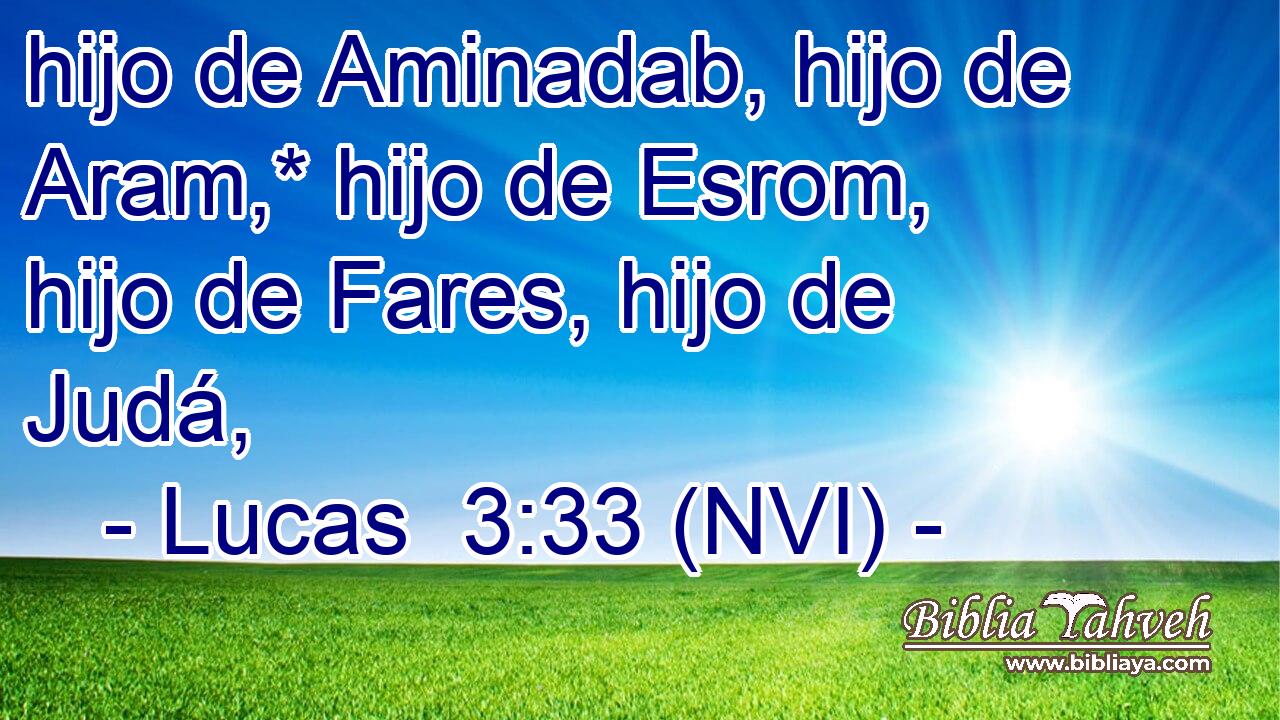  hijo de Aminadab, hijo de Aram,* hijo de Esrom, hijo de Fares, hijo de Judá, 