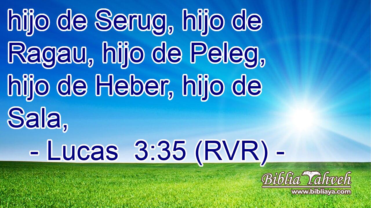 hijo de Serug, hijo de Ragau, hijo de Peleg, hijo de Heber, hijo de Sala,