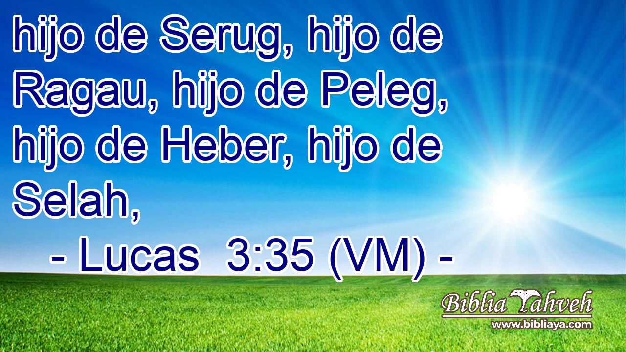  hijo de Serug, hijo de Ragau, hijo de Peleg, hijo de Heber, hijo de Selah, 