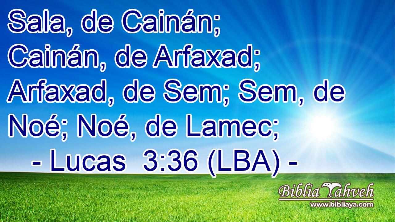 Sala, de Cainán; Cainán, de Arfaxad; Arfaxad, de Sem; Sem, de Noé; Noé, de Lamec;