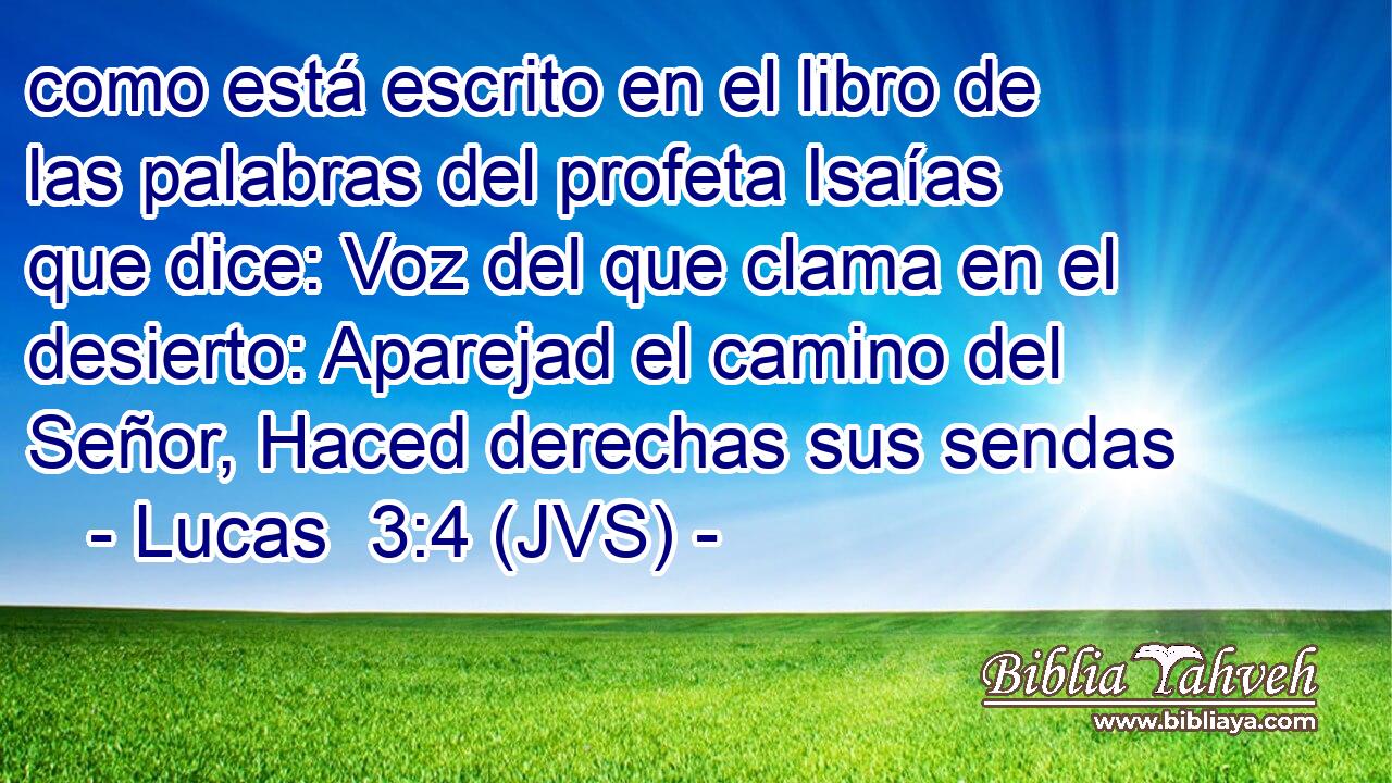 como está escrito en el libro de las palabras del profeta Isaías que dice: Voz del que clama en el desierto: Aparejad el camino del Señor, Haced derechas sus sendas