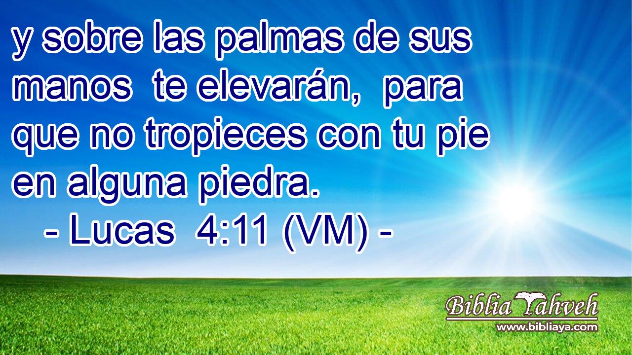  y sobre las palmas de sus manos  te elevarán,  para que no tropieces con tu pie  en alguna piedra. 