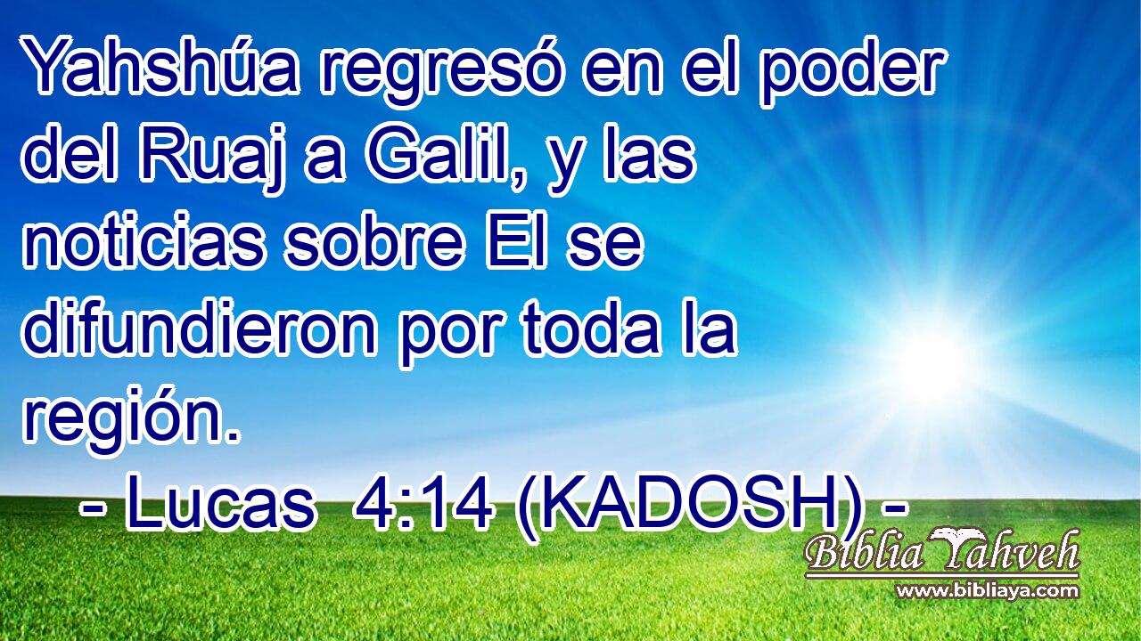  Yahshúa regresó en el poder del Ruaj a Galil, y las noticias sobre El se difundieron por toda la región. 