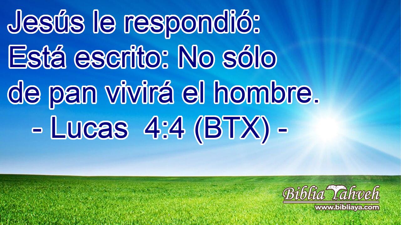 Jesús le respondió: Está escrito: No sólo de pan vivirá el hombre.