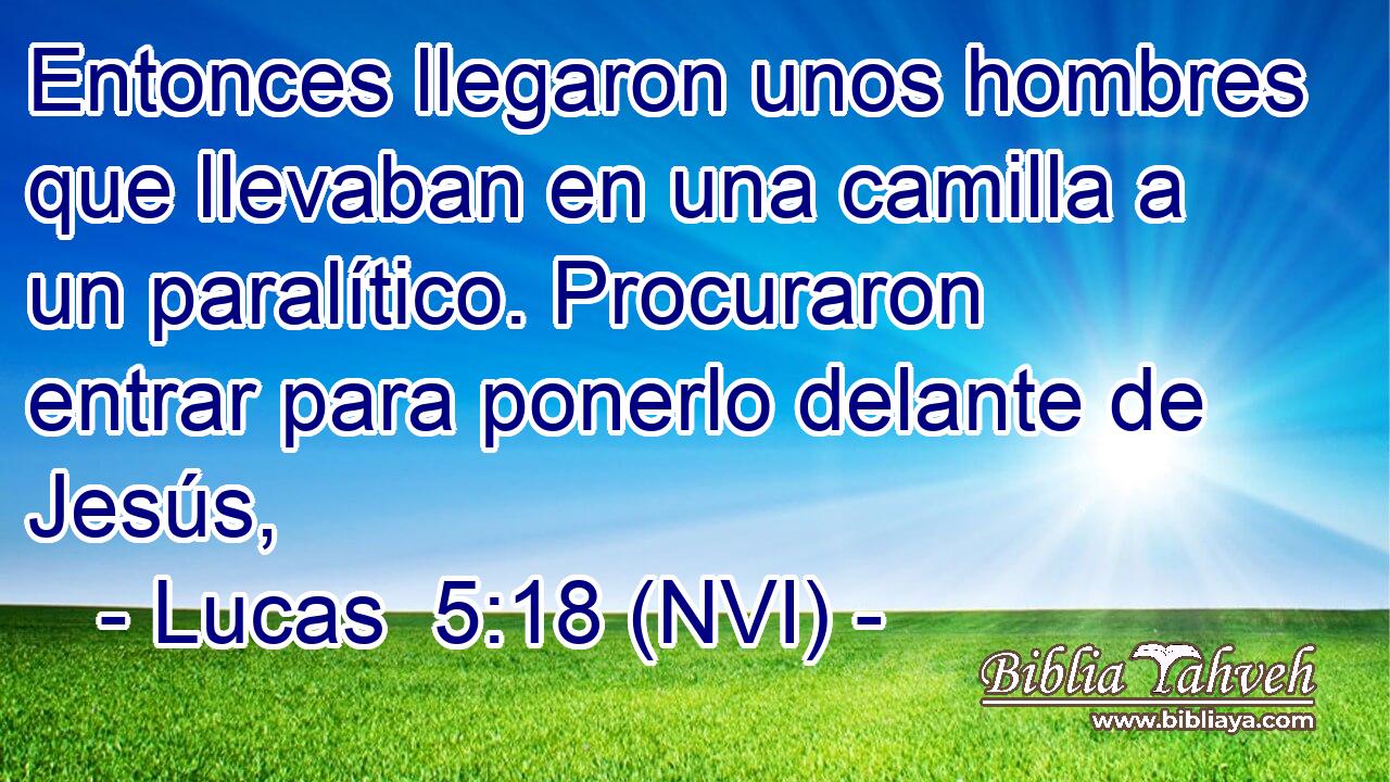  Entonces llegaron unos hombres que llevaban en una camilla a un paralítico. Procuraron entrar para ponerlo delante de Jesús, 