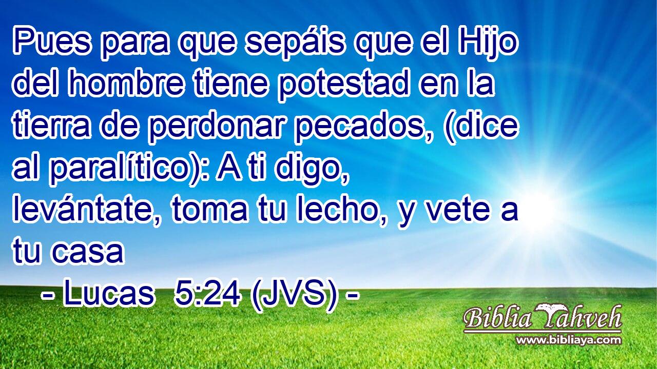 Pues para que sepáis que el Hijo del hombre tiene potestad en la tierra de perdonar pecados, (dice al paralítico): A ti digo, levántate, toma tu lecho, y vete a tu casa