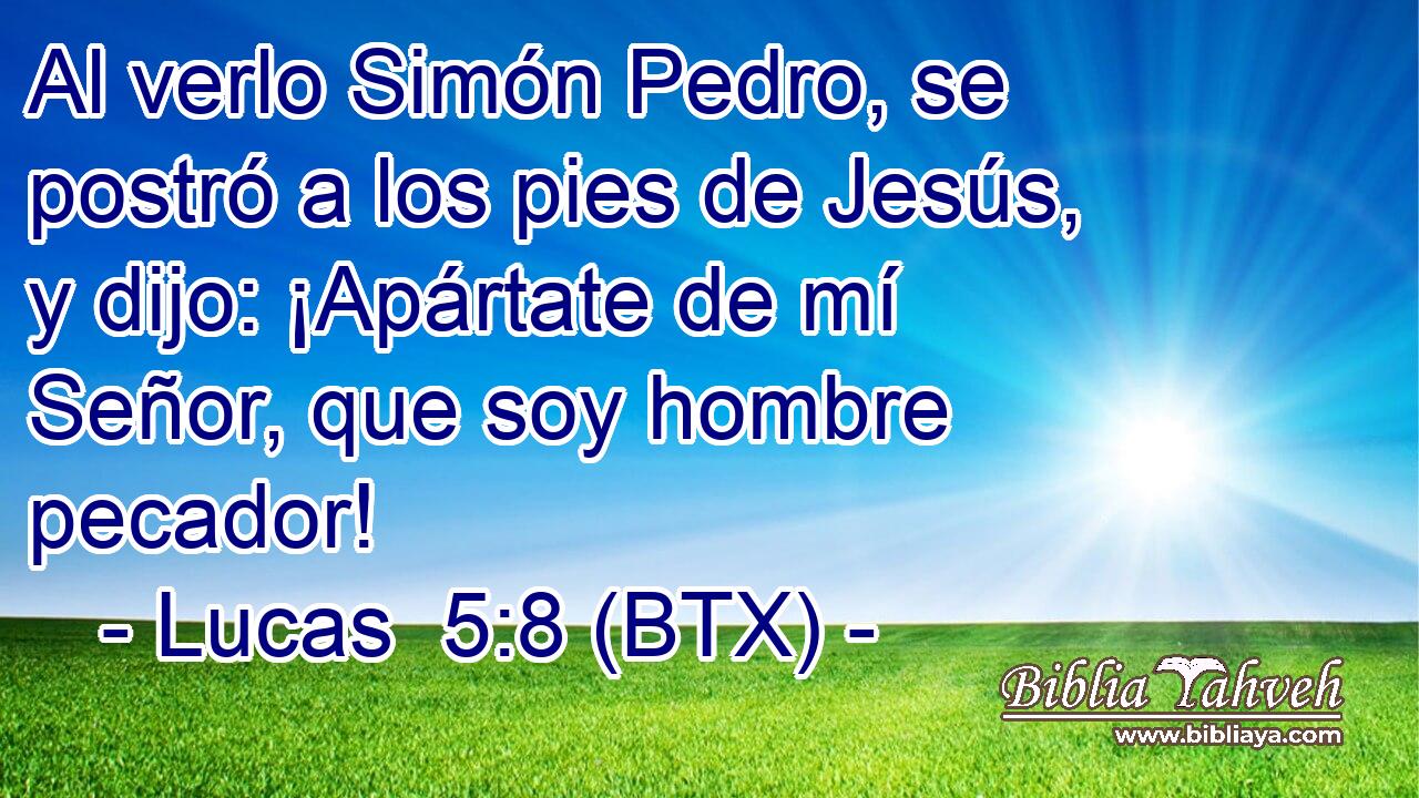 Al verlo Simón Pedro, se postró a los pies de Jesús, y dijo: ¡Apártate de mí Señor, que soy hombre pecador!