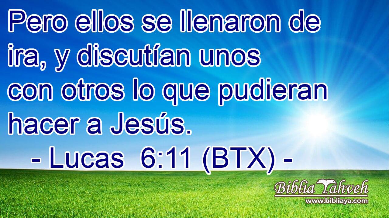 Pero ellos se llenaron de ira, y discutían unos con otros lo que pudieran hacer a Jesús.