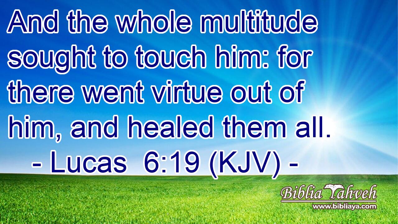 And the whole multitude sought to touch him: for there went virtue out of him, and healed them all.