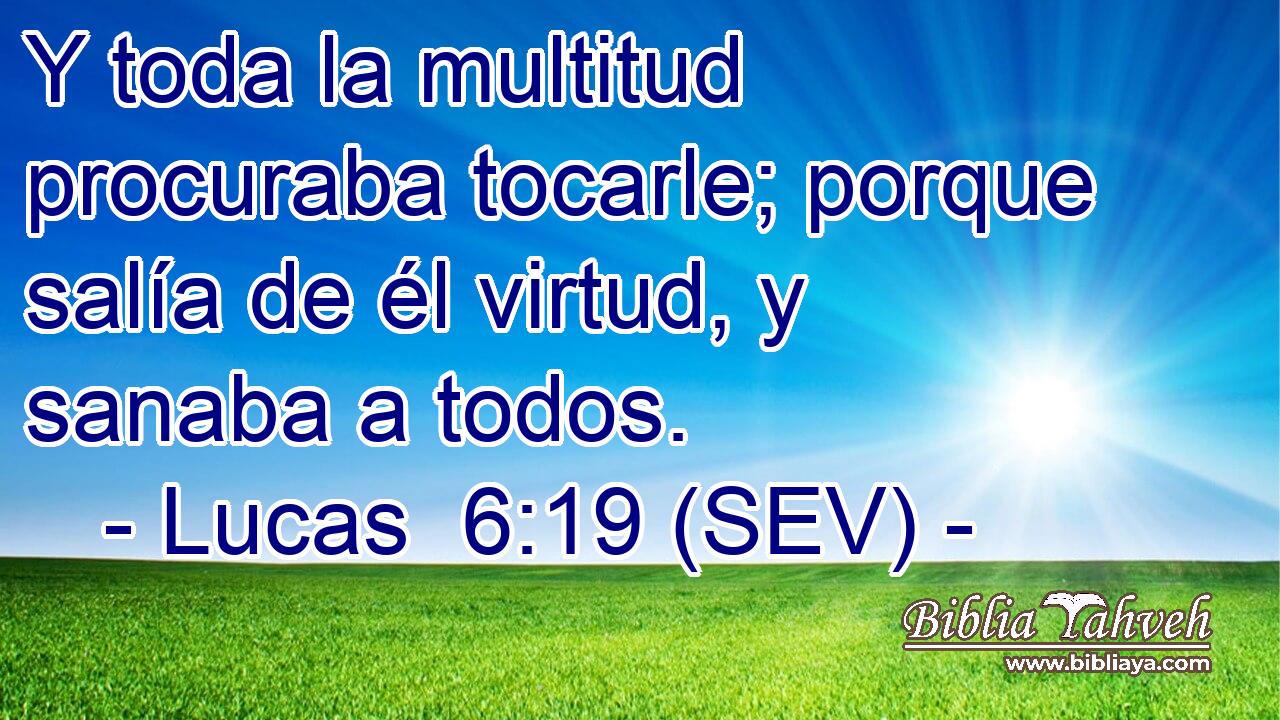 Y toda la multitud procuraba tocarle; porque salía de él virtud, y sanaba a todos.
