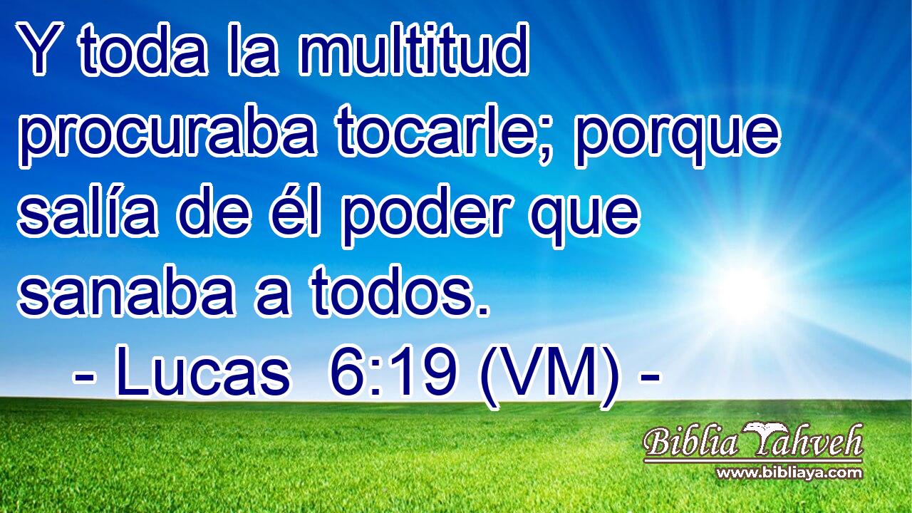  Y toda la multitud procuraba tocarle; porque salía de él poder que sanaba a todos. 