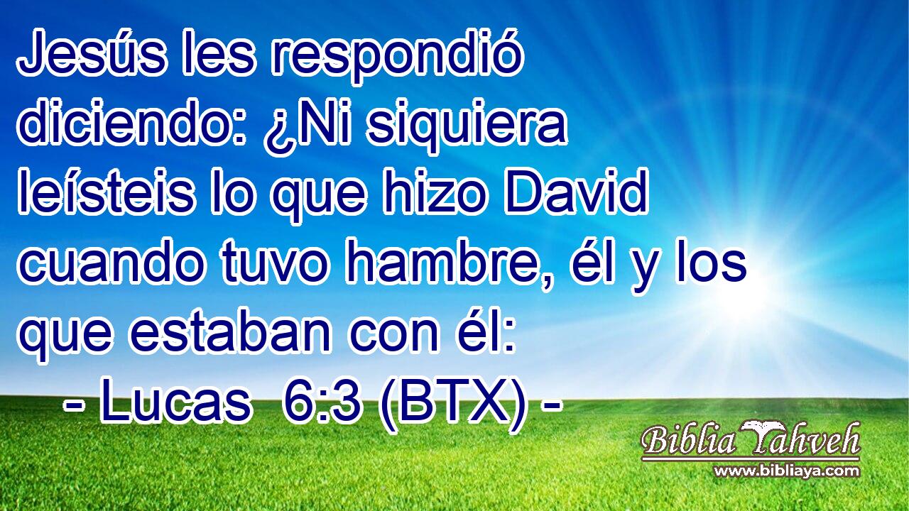 Jesús les respondió diciendo: ¿Ni siquiera leísteis lo que hizo David cuando tuvo hambre, él y los que estaban con él: